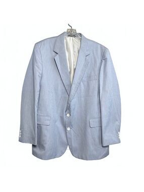 Men's Haggar Lightweight Baby Blue Pinstripe Blazer Size 44